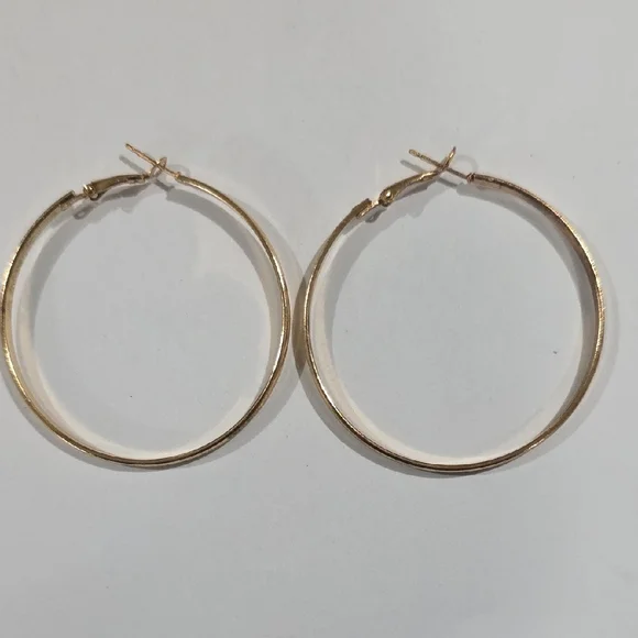 Gold Hoop Earrings 2-inch – Elegant Large Classic Statement Women’s Jewelry - Picture 3 of 9